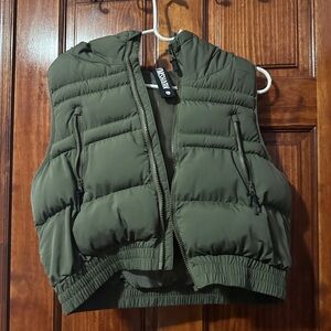 GYMSHARK Olive Green Puffer Vest